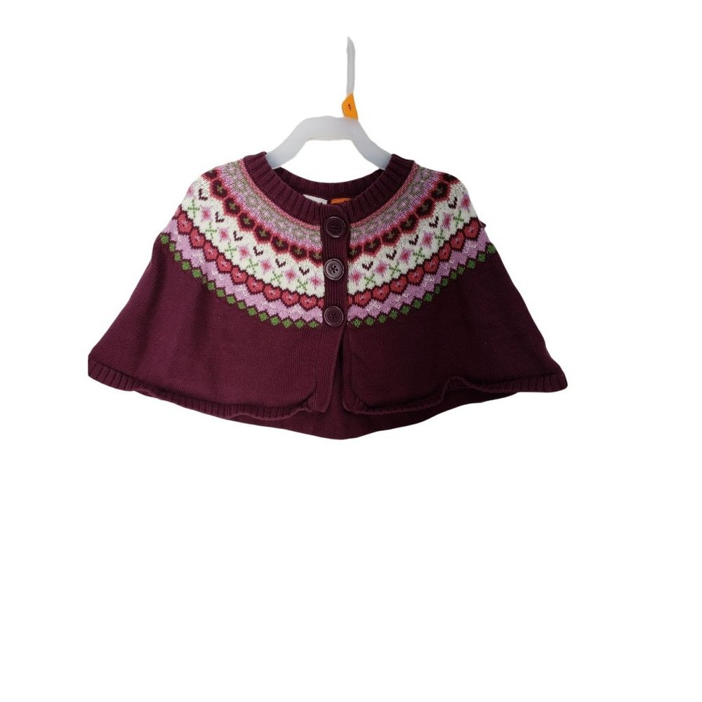 Sonoma Life Plus Style Size 6 Burgundy Striped Girl's Sweater Cape